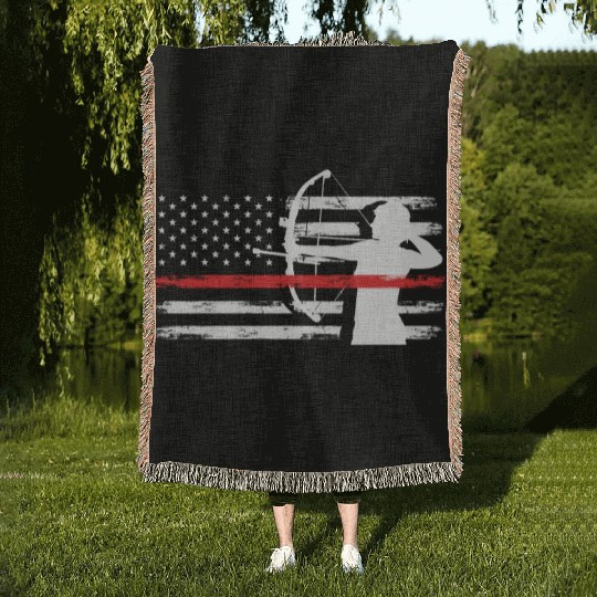 America USA Flag Archery Woven Blankets
