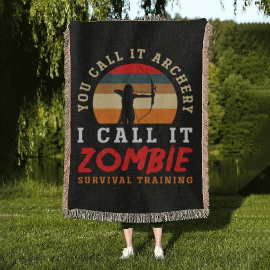Bow Retro Hobby Zombie Archery Woven Blankets