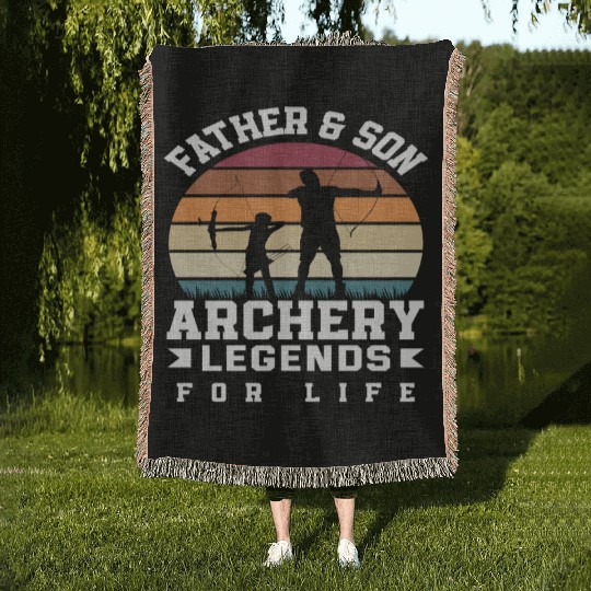 Bow Father Son Archery Woven Blankets