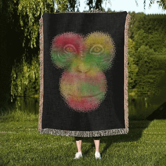 Colorful Retro Monkey Face Woven Blankets - Funny Monkey