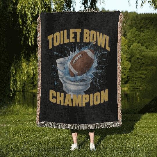 FUNNY TOILET BOWL CHAMPION 2024 FANTASY FOOTBALL Woven Blankets