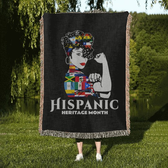 Hispanic Heritage Month Latino Countries Flag Woven Blankets