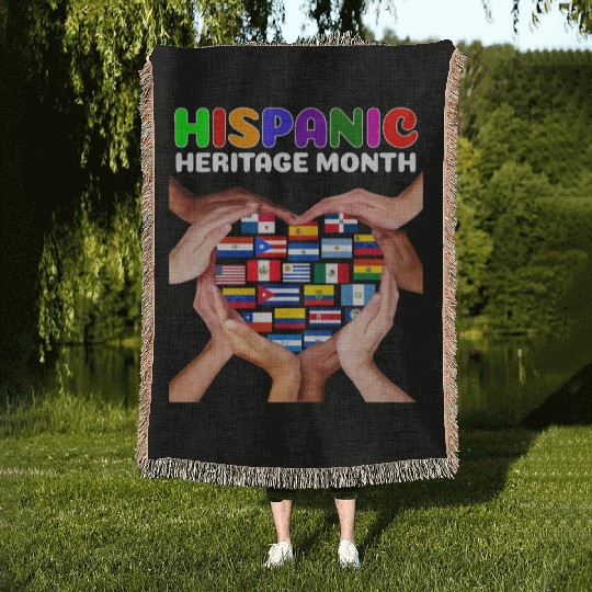 Hispanic Heritage Month All Countries Heart Hands Woven Blankets