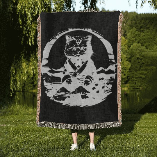 Japanese Cat Woven Blankets