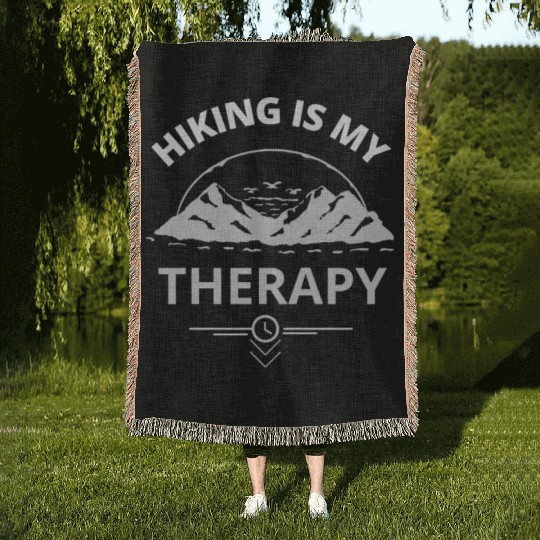 Hiking Is My Therapy Mental Health Hiking Woven Blankets