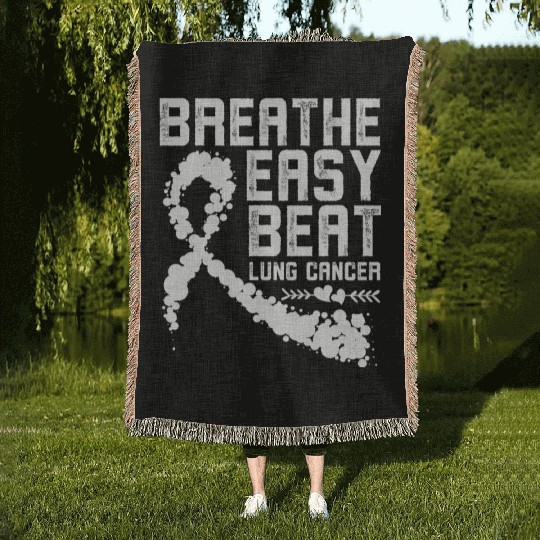 Breathe Easy Beat Lung Cancer Awareness Warriors Woven Blankets