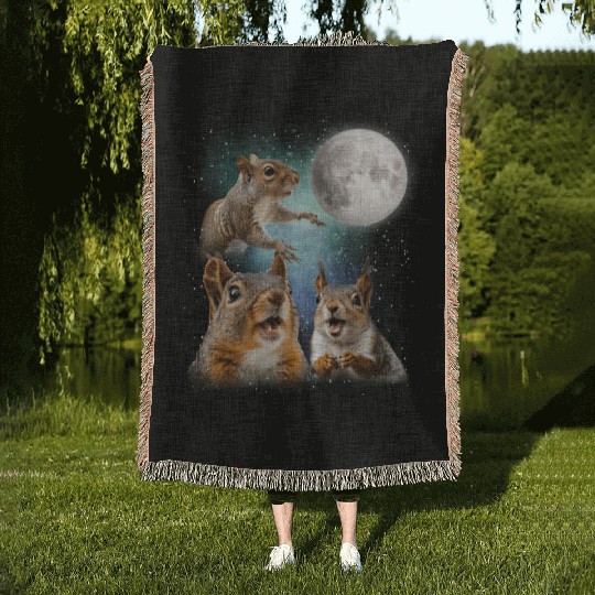 Funny Squirrel Moon Space! Nerd, Geed, Science Woven Blankets