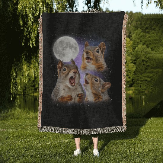 Funny Squirrel Moon Space! Nerd, Geed, Science Woven Blankets