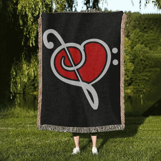 2 Music Bass Clef Heart Love Note Two Treble Sound Woven Blankets