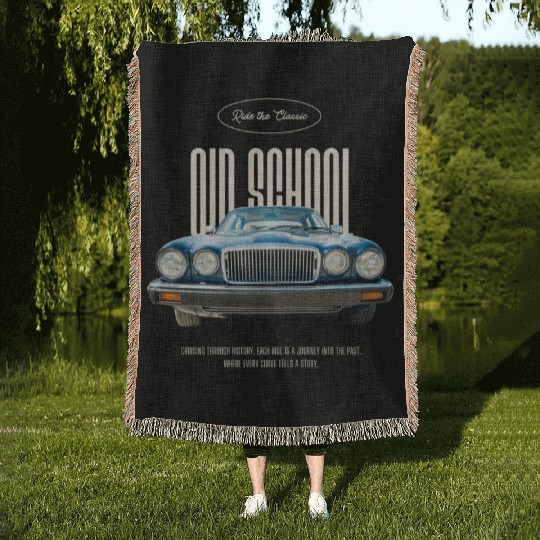 old school muscle car Woven Blankets