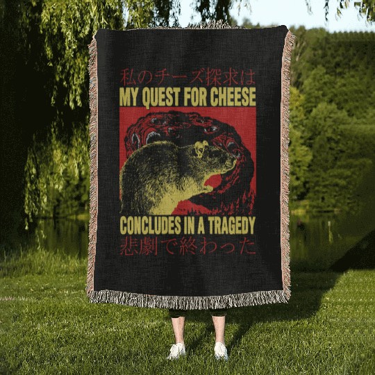 My Quest For Cheese Rat Japanese Woven Blankets