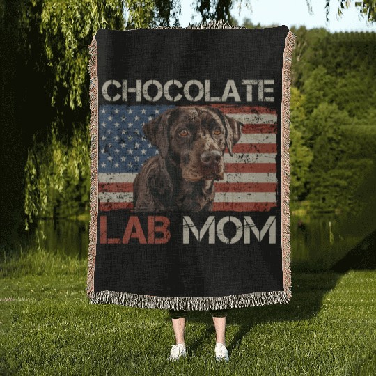 Labrador Retriever CHOCOLATE LAB MOM Labrador Woven Blankets
