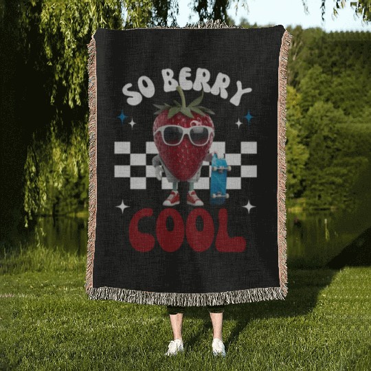 Groovy So Berry Cool Fruit Lover Strawberry Woven Blankets