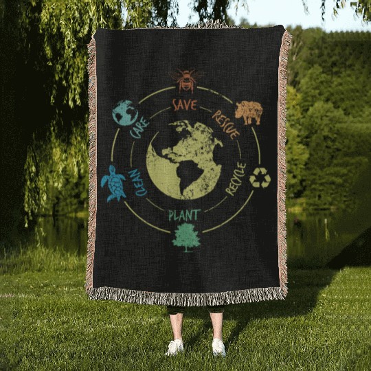 Environmental protection nature conservation Ocean Woven Blankets