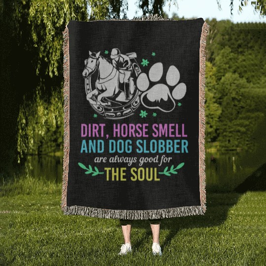 Horse Racing Dirt Horse Smell And Dog Slobber Woven Blankets