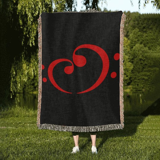 2 Music Bass Clef Heart Love Note Two Treble Sound Woven Blankets
