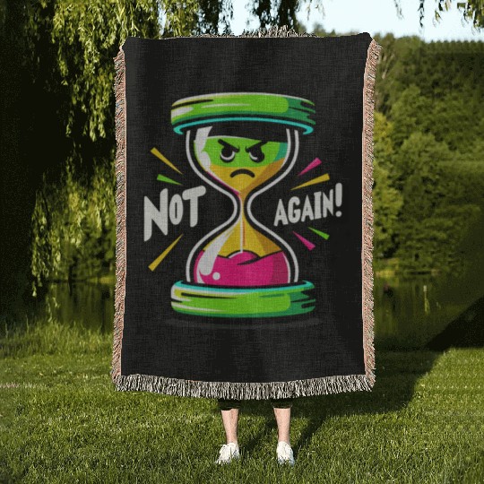 Angry Hourglass Not Again Lime Green Trendy Colors Woven Blankets