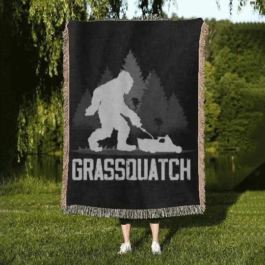 Landscaper Gardener Bigfoot Lawn Mowing Woven Blankets