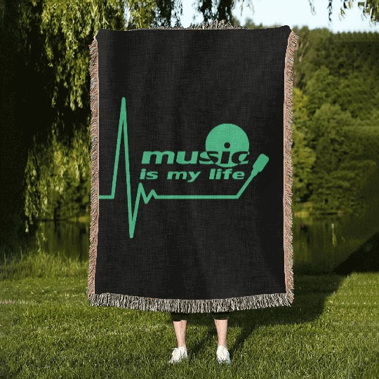 Music is my Party Life Vinyl Record Plate Pulse Woven Blankets