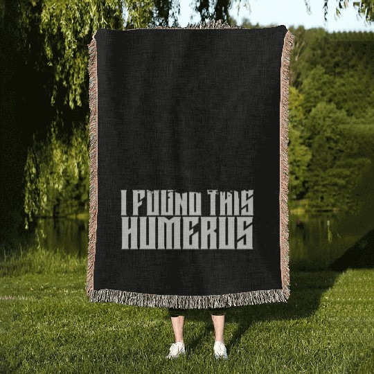 I Found This Humerus Black Cat Humorous Saying Woven Blankets
