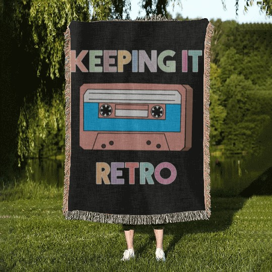 KEEPING IT RETRO - 90's RETRO CASSETTE TAPE DESIGN Woven Blankets