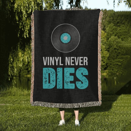 Vinyl Never Dies Collector Antique Rustic Radio Woven Blankets