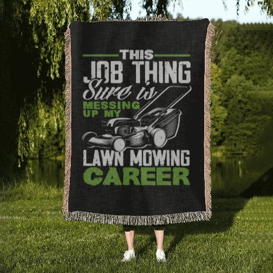 Landscaper Gardener Lawn Mowing Career Woven Blankets