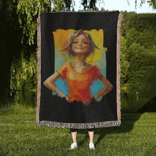 Confidence with bold paint strokes and fearless Woven Blankets