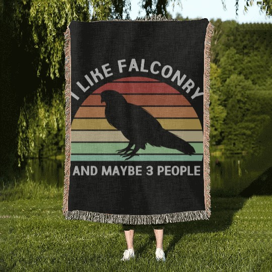 Retro I Like Falconry And Maybe Three People Woven Blankets
