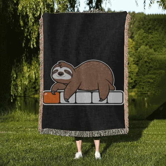 Sloth Energy Loading Please Wait Woven Blankets