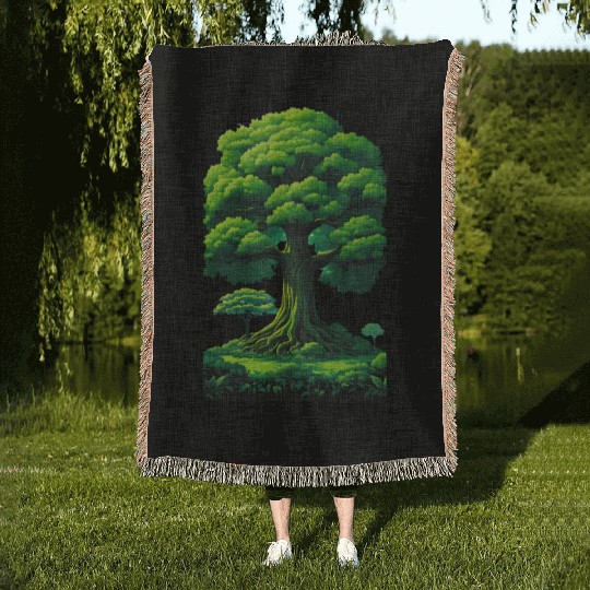 Enchanted Forest Motif - Whimsical Nature-Inspired Woven Blankets