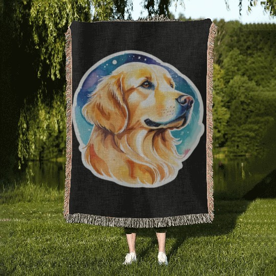 Golden Retriever Watercolor Woven Blankets