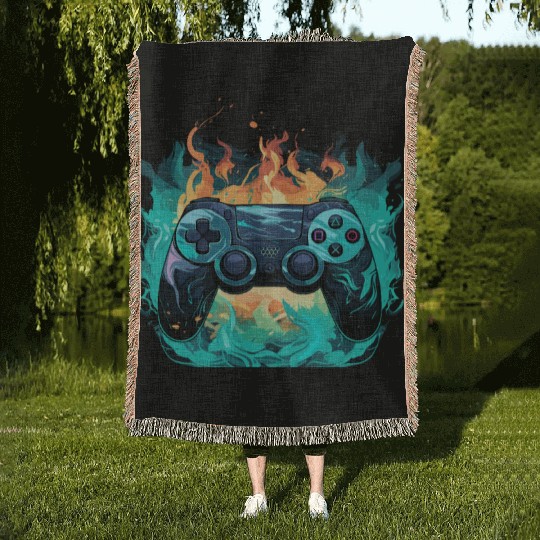 Control all the Things Video Game Controller Woven Blankets