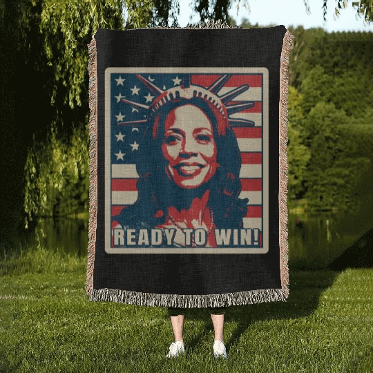 Kamala Harris, Election 2024, Ready To Win Woven Blankets