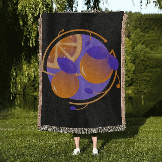 Orange Fruit Woven Blankets
