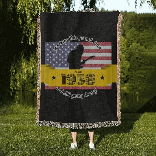 66th birthday Rocking this planet since 08/1958 Woven Blankets