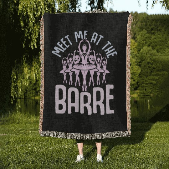 Meet Me At The Barre Ballerina Ballet Woven Blankets
