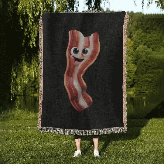 Happy Bacon Realistic Woven Blankets