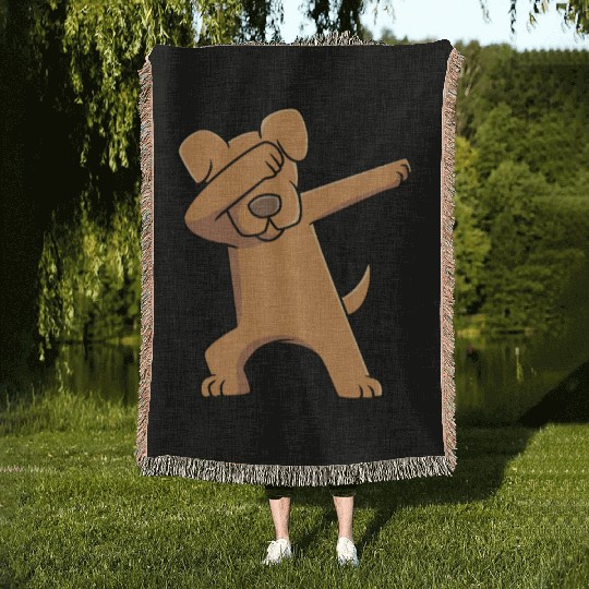 Funny Dabbing Dog Owner Great Dane Puppy Woven Blankets