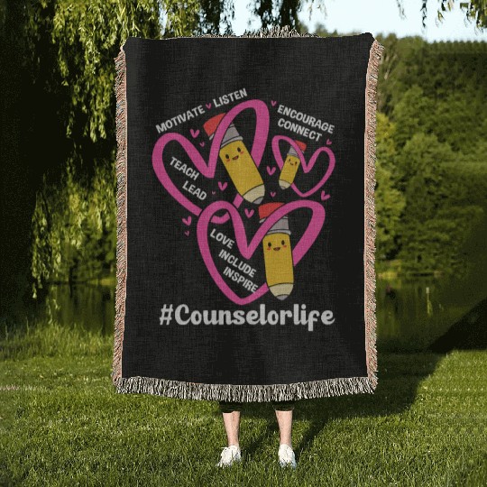 Back To School Counseling School Counselor Life Woven Blankets