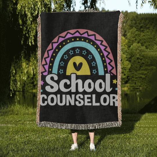 Cute Rainbow Counseling Awareness School Counselor Woven Blankets