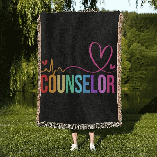 Retro Counseling Awareness School Counselor Woven Blankets
