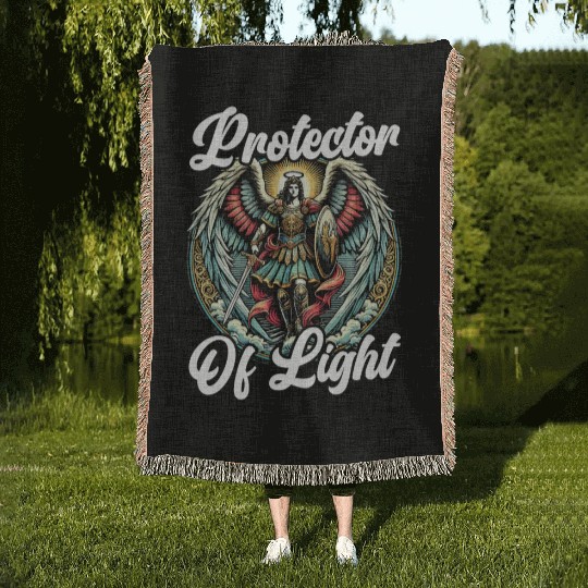 Archangel Michael Catholic Christianity Angel Woven Blankets