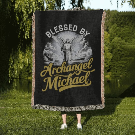 Archangel Michael Catholic Christianity Angel Woven Blankets