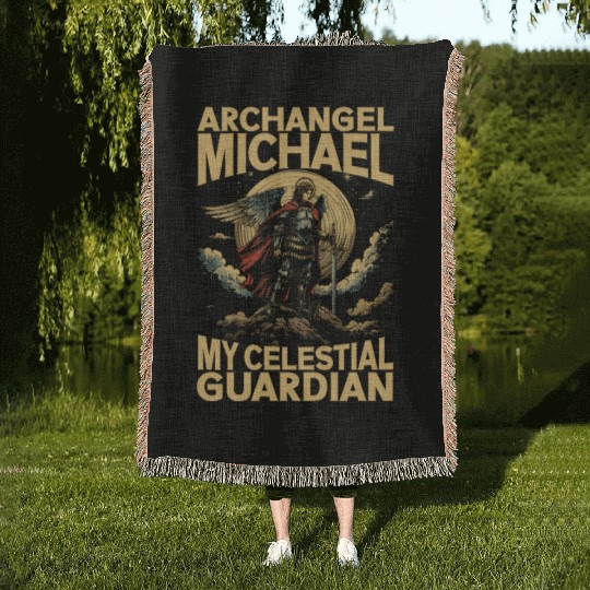 Archangel Michael Catholic Christianity Angel Woven Blankets