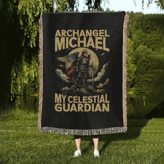 Archangel Michael Catholic Christianity Angel Woven Blankets
