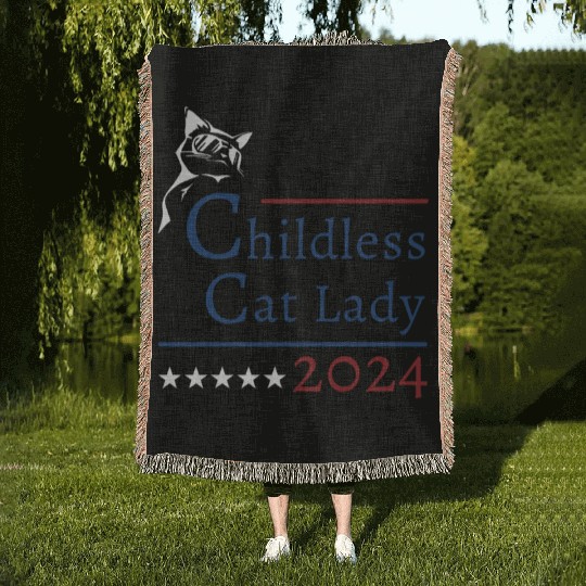 "Childless Cat Lady" Kamala Harris 2024 Woven Blankets