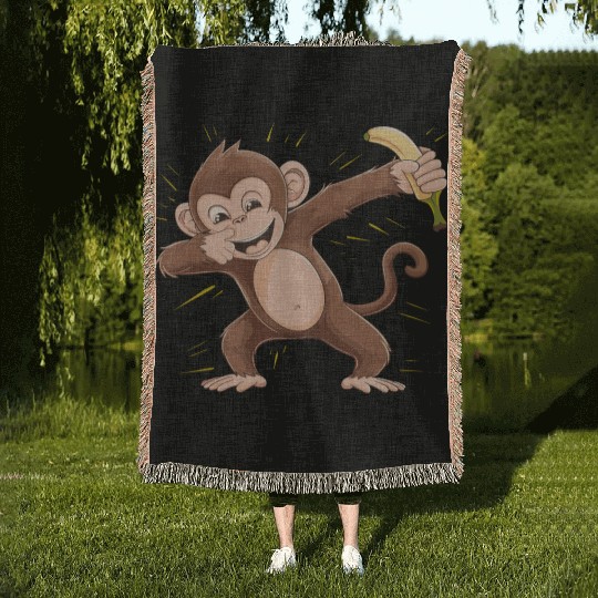 Cute Monkey for Kids for a Kid Woven Blankets