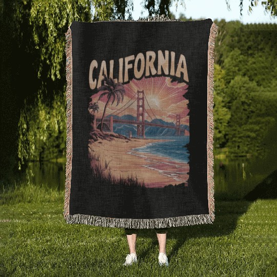 CALIFORNIA GOLDEN GATE BRIDGE BAY AREA Woven Blankets