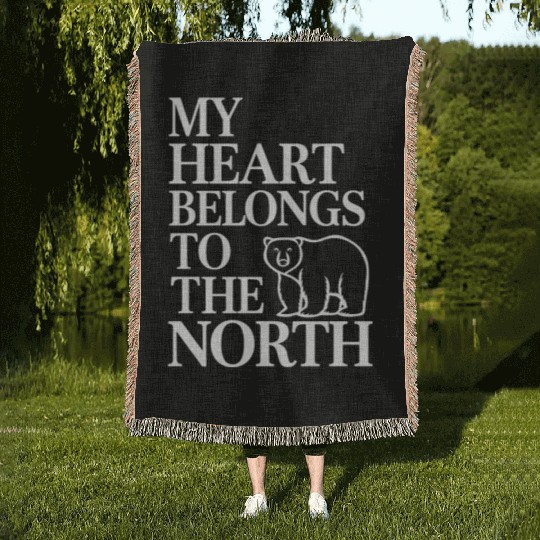 My Heart Belongs To The North Iceland Souvenir Woven Blankets